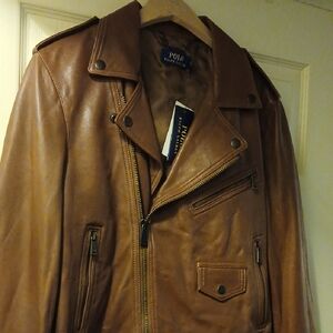 Women  Polo by Ralph Lauren Tan Leather Biker Jacket